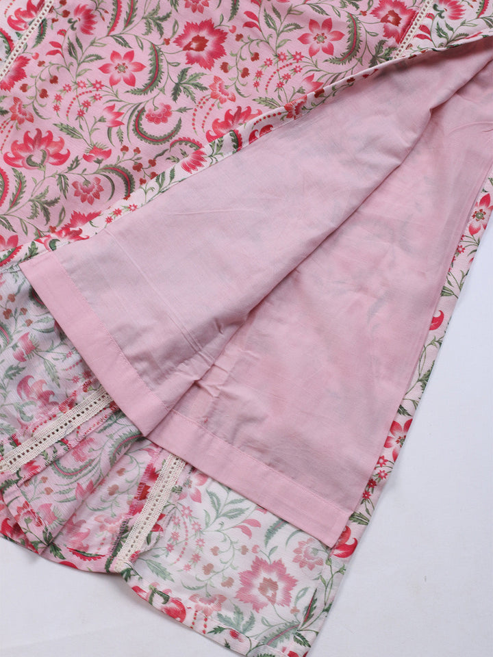 Printed Chanderi Kurta With Pants &amp; Dupatta
