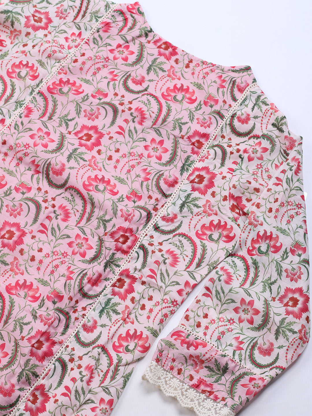 Printed Chanderi Kurta With Pants & Dupatta