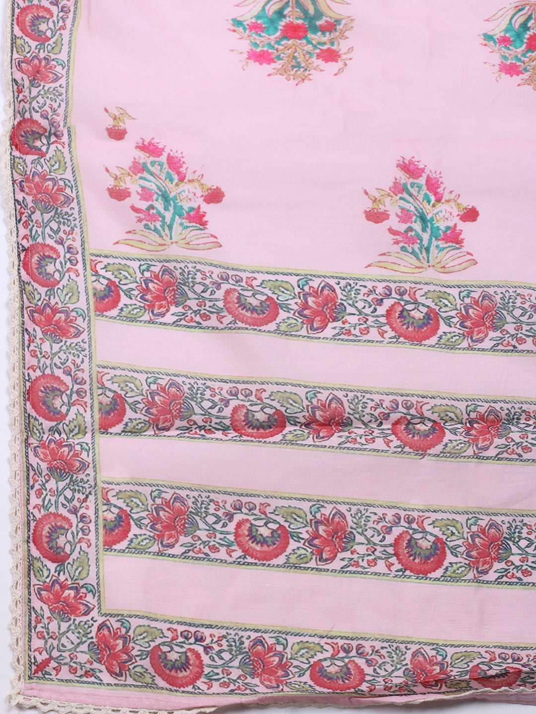 Printed Chanderi Kurta With Pants &amp; Dupatta