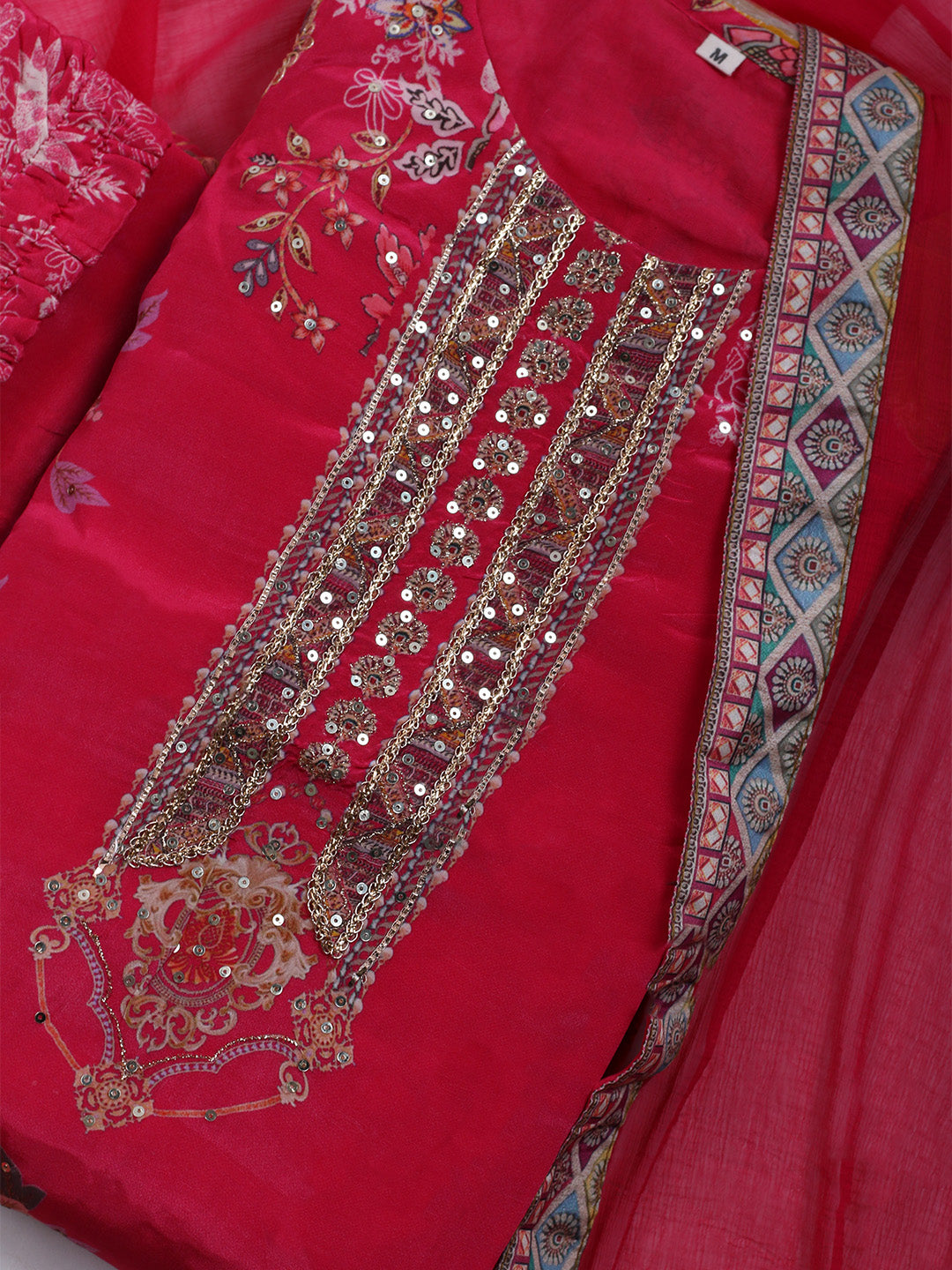 Printed Crepe Kurta With Sharara & Dupatta