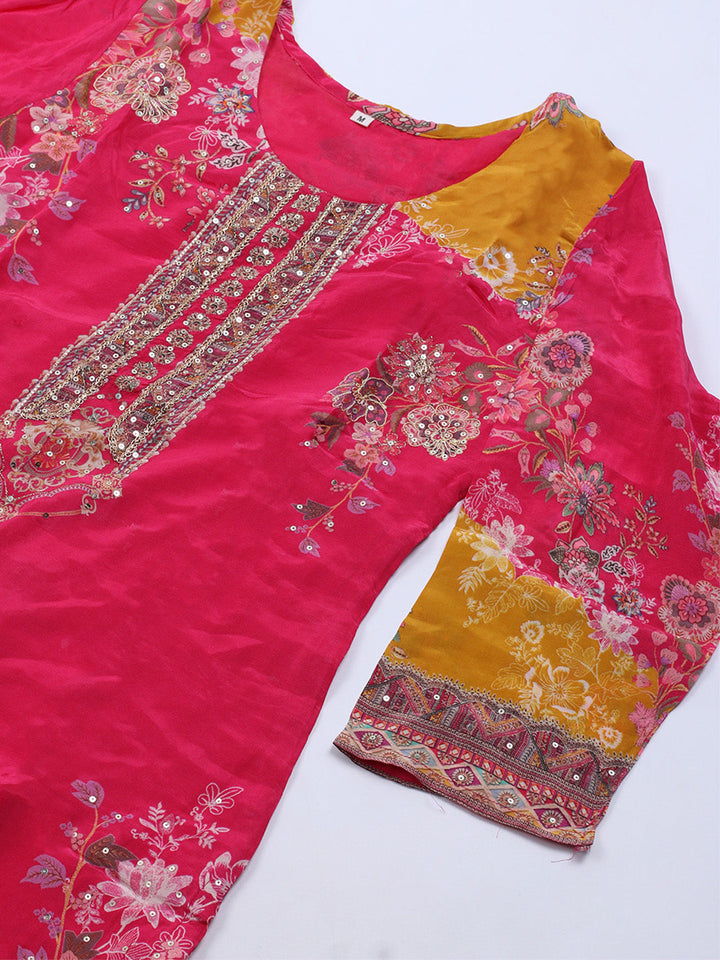 Printed Crepe Kurta With Sharara &amp; Dupatta