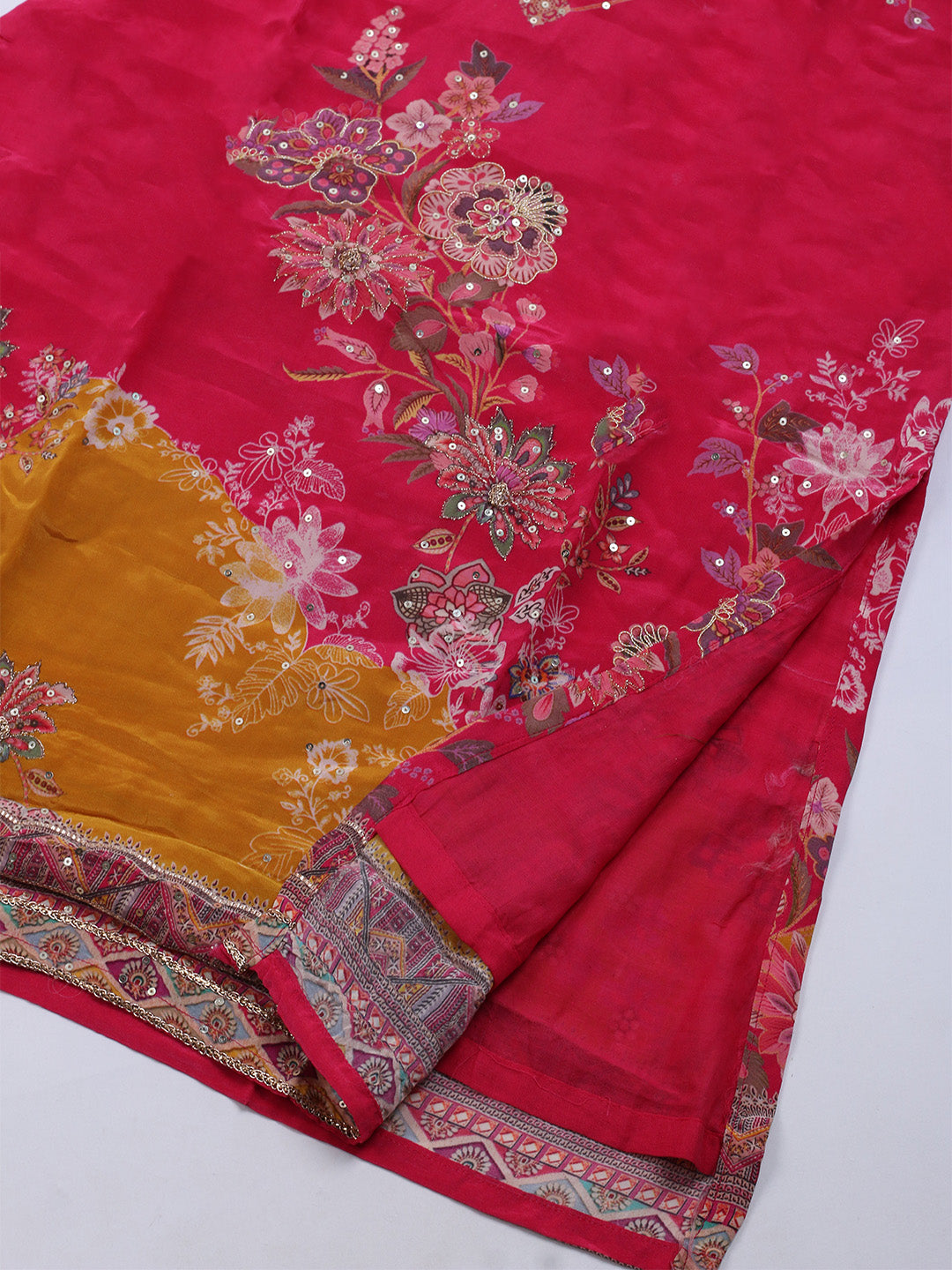 Printed Crepe Kurta With Sharara &amp; Dupatta