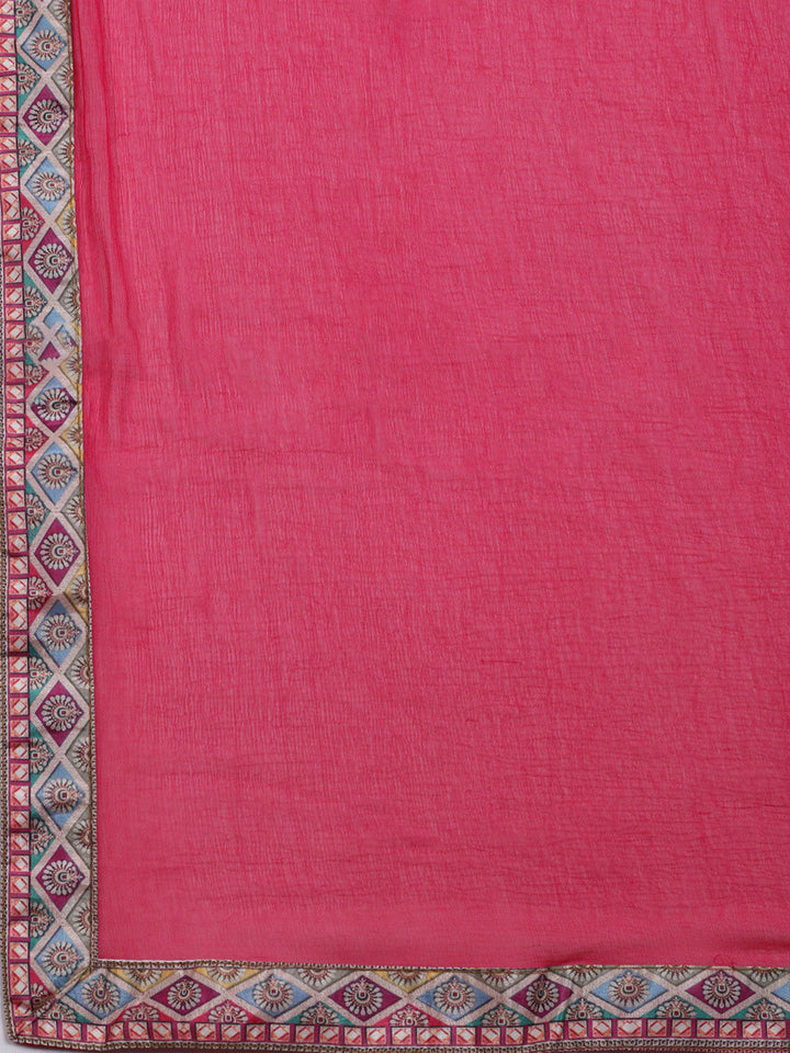 Printed Crepe Kurta With Sharara &amp; Dupatta