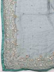 Neck Embroidery Handloom Unstitched Suit Piece With Printed Dupatta