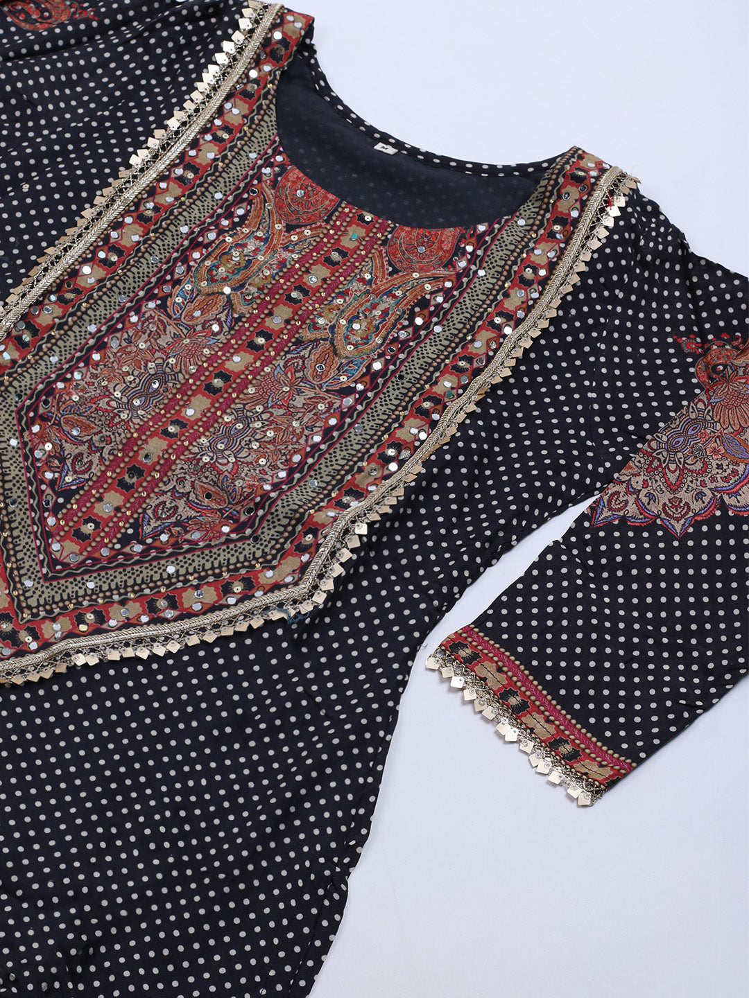 Printed Cotton Blend Kurta With Pants & Dupatta