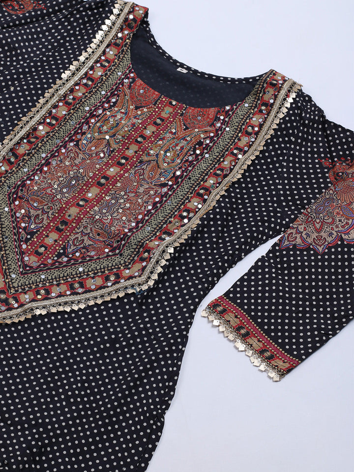 Printed Cotton Blend Kurta With Pants &amp; Dupatta