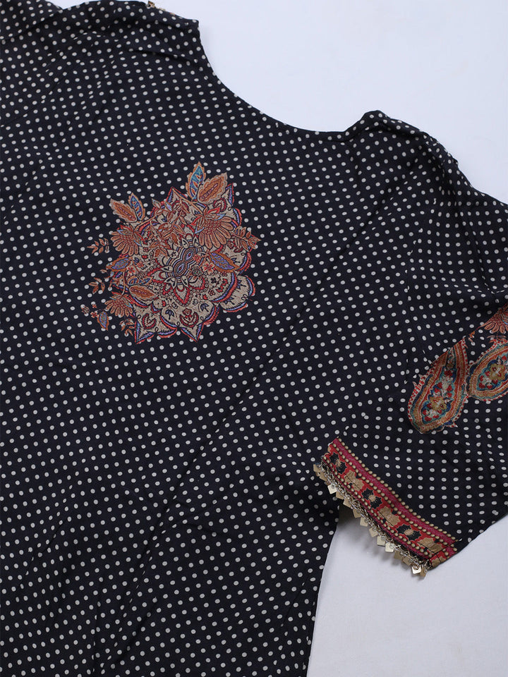 Printed Cotton Blend Kurta With Pants &amp; Dupatta