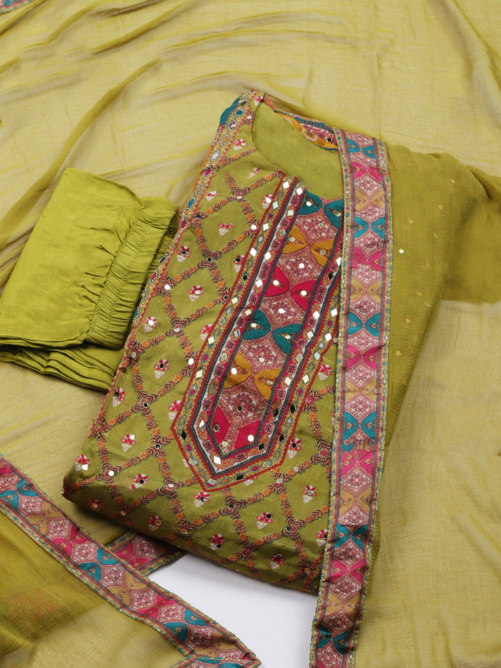 Printed Chanderi Kurta With Pants &amp; Dupatta