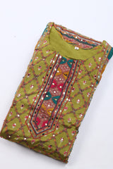 Printed Chanderi Kurta With Pants & Dupatta