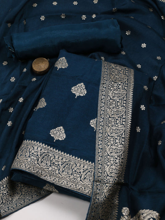 Woven Chanderi Unstitched Suit Piece With Dupatta