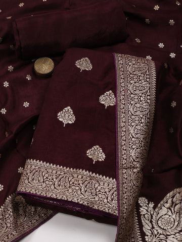 Woven Chanderi Unstitched Suit Piece With Dupatta