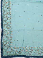Neck Embroidered Chinnon Unstitched Suit Piece With Dupatta