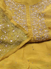 Neck Embroidery Handloom Unstitched Suit Piece With Printed Dupatta