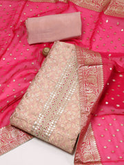 Woven Chanderi Unstitched Suit Piece With Dupatta