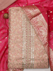 Woven Chanderi Unstitched Suit Piece With Dupatta