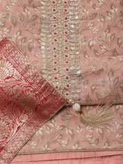 Woven Chanderi Unstitched Suit Piece With Dupatta