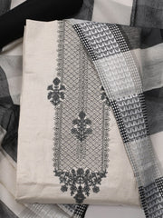 Neck Embroidery Cotton Unstitched Suit Piece With Dupatta