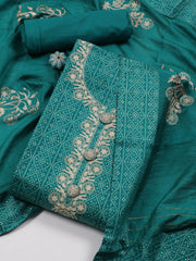 Neck Embroidered Cotton Unstitched Suit Piece With Dupatta