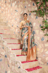 Digital Floral Printed Handloom Saree