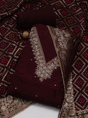 Neck Embroidered Handloom Unstitched Suit Piece With Dupatta