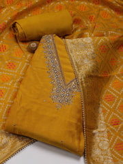 Neck Embroidered Handloom Unstitched Suit Piece With Dupatta