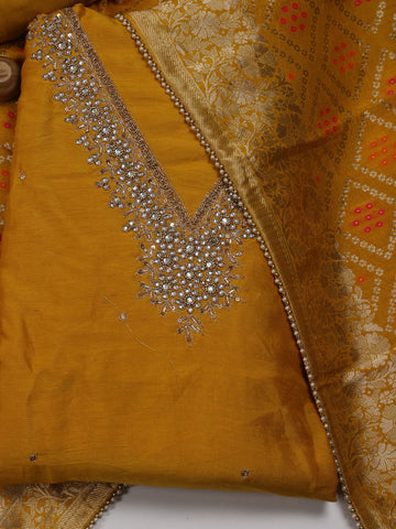 Neck Embroidered Handloom Unstitched Suit Piece With Dupatta