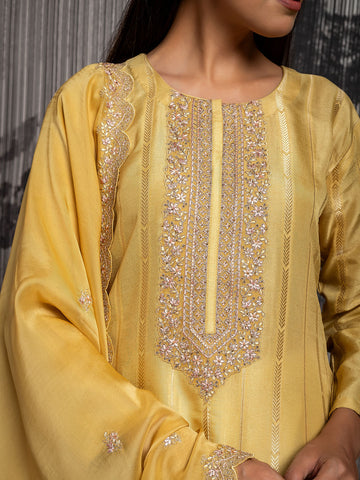 Woven Handloom Unstitched Suit Piece With Dupatta