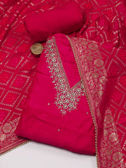 Neck Embroidered Handloom Unstitched Suit Piece With Dupatta