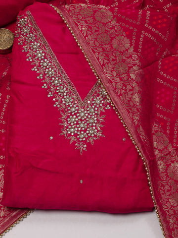 Neck Embroidered Handloom Unstitched Suit Piece With Dupatta