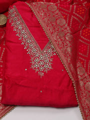 Neck Embroidered Handloom Unstitched Suit Piece With Dupatta