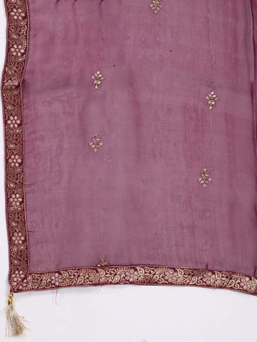 Neck Embroidered Chanderi Unstitched Suit Piece With Dupatta