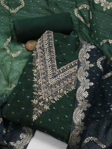 Neck Embroidery Handloom Unstitched Suit Piece With Dupatta