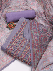 Neck Embroidered Chanderi Unstitched Suit Piece With Dupatta