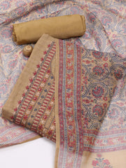 Neck Embroidered Chanderi Unstitched Suit Piece With Dupatta