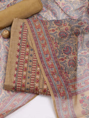 Neck Embroidered Chanderi Unstitched Suit Piece With Dupatta