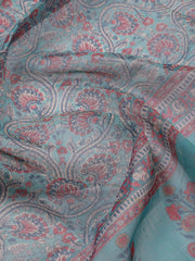 Neck Embroidered Chanderi Unstitched Suit Piece With Dupatta