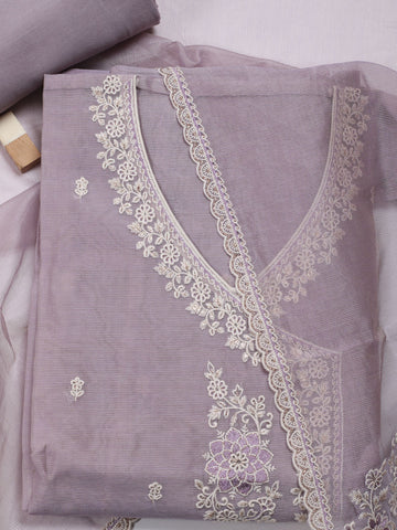 Neck Embroidered Cotton Unstitched Suit Piece With Dupatta