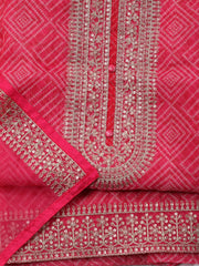 Neck Embroidered Organza Unstitched Suit Piece With Dupatta
