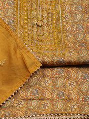 Neck Embroidery Printed Cotton Unstitched Suit Piece With Dupatta