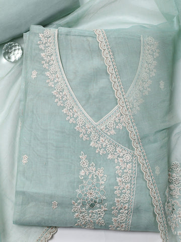 Neck Embroidered Cotton Unstitched Suit Piece With Dupatta