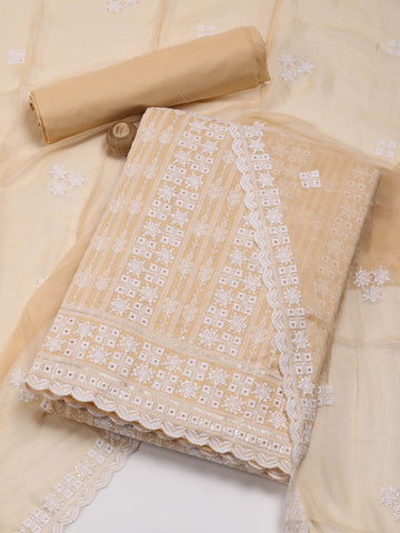 All Over Embroidery Cotton Unstitched Suit Piece With Dupatta