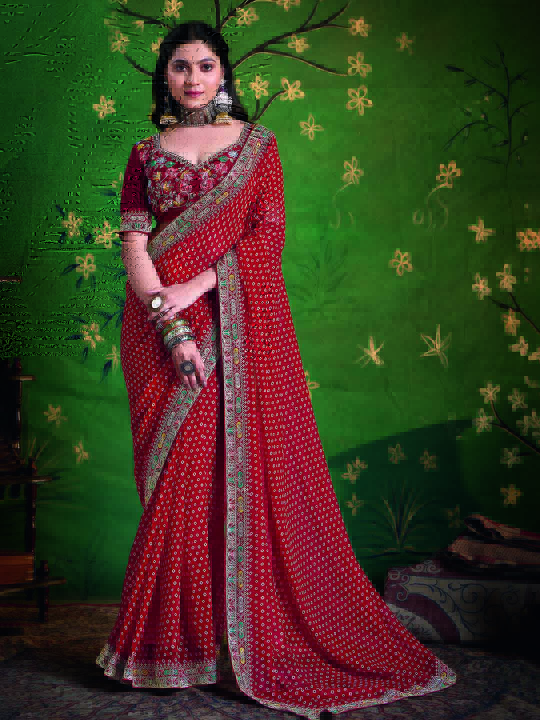 Bandhani Printed Georgette Saree