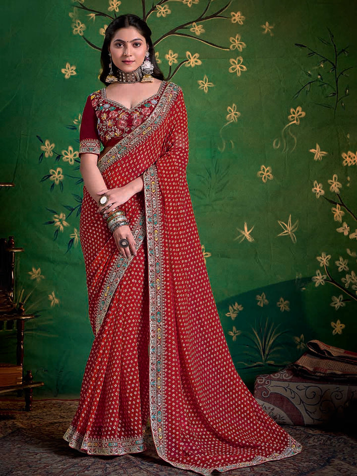 Bandhani Printed Georgette Saree