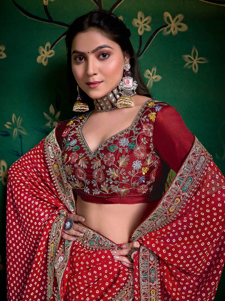 Bandhani Printed Georgette Saree