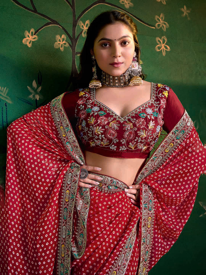 Bandhani Printed Georgette Saree