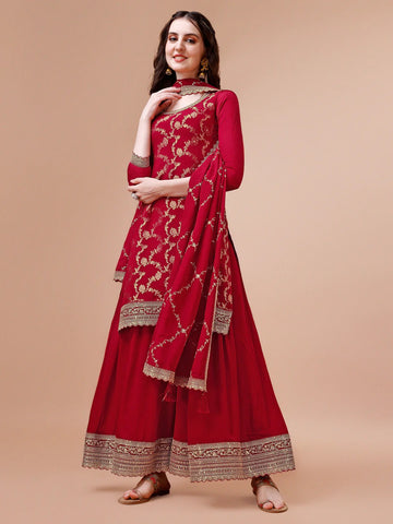 Woven Crepe Unstitched Suit Piece With Dupatta