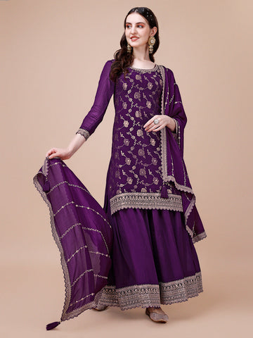 Woven Crepe Unstitched Suit Piece With Dupatta