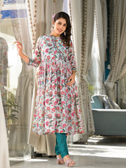 Printed Chanderi Suit Set With Dupatta