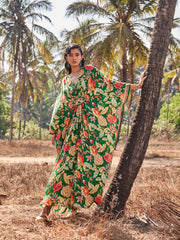 Digital Floral Printed Crepe Kaftan Dress