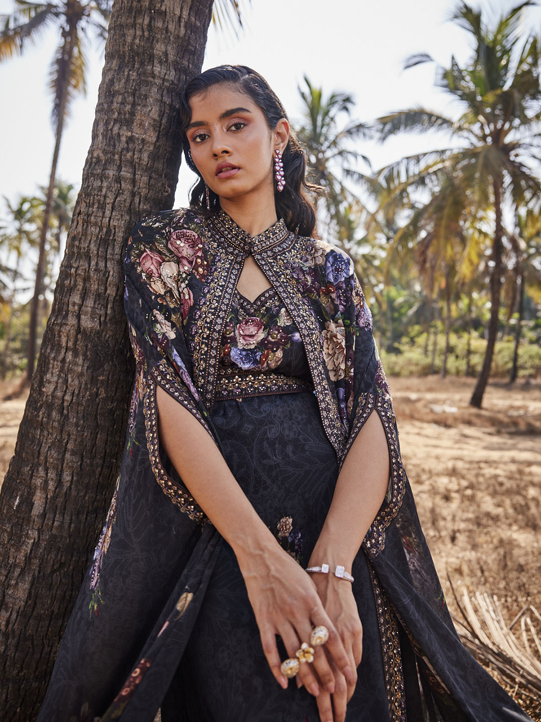 Digital Floral Printed Crepe Kaftan Dress
